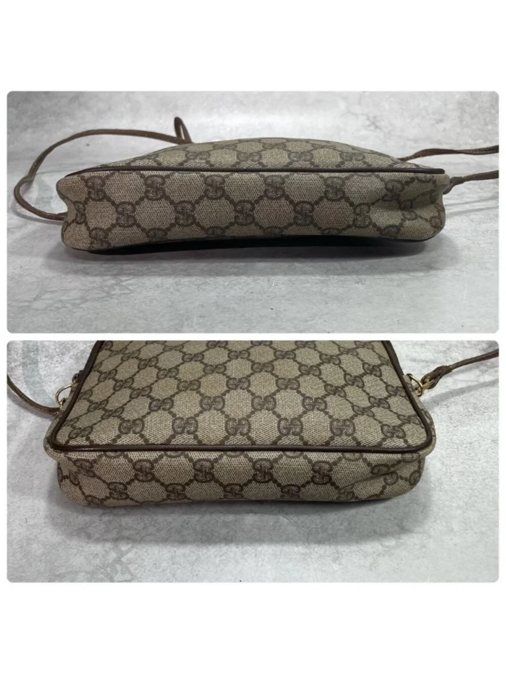 Gucci GG Shoulder Bag Brown Beige Leather Logo